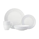 Maxwell & Williams Harlequin 16 Piece Dinner Set, Porcelain, White/Grey, Service for 4