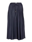 Lexington Clothing Della Satin Skirt Knälång Kjol Blå [Color: DARK BLUE ][Sex: Women ][Sizes: M ]