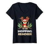 Womens I'm The SHOPPING Reindeer Christmas Matching V-Neck T-Shirt