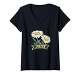 Womens Cute Daisy Flowers for Spring and Summer V-Neck T-Shirt