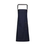 Premier District Waxed Look Denim Bib Apron - Indigo Denim - One Size