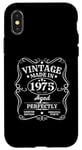 Coque pour iPhone X/XS T-shirt d'anniversaire Vintage Made in 1975 Original Parts