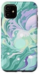 iPhone 11 Swirl Green Color Illustration Pattern Abstract Art Case