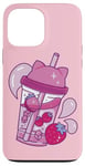 Coque pour iPhone 13 Pro Max Kawaii Tasse à jus mignonne à la fraise Anime Comic Esthétique