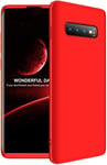 Compatible Avec Samsung Galaxy S10 Plus Coque+Protecteur D'écran En Verre Trempé, 3 En 1 Cover Givré 360° Protection Case Antichoc Ultra Mince Housse Etui Pour Samsung Galaxy S10 Plus-Rouge