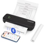 MUNBYN ITP04 Thermal Printer A4, Portable Printer A4 Inkless Wireless Printer, Mobile Bluetooth Printers, Compact No Ink Printer, for Home Photo Invoice Study, Compatible with Android & iOS, Black