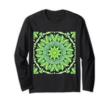 Ailanthus Leaves Pattern Design Cut Out Lime And Tea Long Sleeve T-Shirt