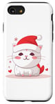 iPhone SE (2020) / 7 / 8 White Christmas Cat | Cute Cartoon Holiday Kitten Kitty Case