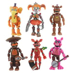 6 st/set Five Nights At Freddy Pizzeria Simulator Actionfigur Toy Bonnie Foxy  (FMY)