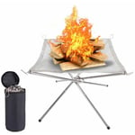 Tragbare Feuerst Im Freien, Faltbarer Grill/Heizgrill, Camping-Feuerst, Mit Tragetasche, Edelstahl, For Terrasse, Camping, Garden, Reisen (42 X 42 X 33 Cm)