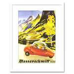 Wee Blue Coo 9x7 '' AD CAR AUTOMOBILE MESSERSCHMITT KR200 BUBBLE FRAMED ART PRINT F97X047