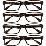 Company Brun Sköldpaddsmönstrade Läsglasögon Värde 4-pack Designerstil Män Kvinnor RRRR92-2 +3.00 Brun Sköldpaddsmönstrad Brown Tortoiseshell Brown Tortoiseshell +3.00 Magnification