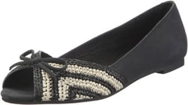 Buffalo London 210-5228 Nubuck Raffia Black 38 117213, Ballerines Femme - Noir-TR-GP, 41 EU