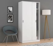 Dmora - Garde-Robe 2 Portes Lansing, Armoire de Chambre, Armoire avec étagère et Tringle à vêtements, 100x50h200 cm, Blanc