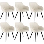 Lot de 6 Chaises de salle à manger avec accoudoirs Woltu Chaise de cuisine, Chaise de salon en Velours, Pieds en métal, Crème Blanc