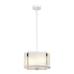 Corona Cylindrical 2 Light Pendant White Polished Nickel Frosted Glass