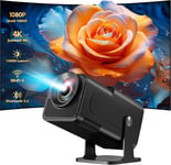 Android 11.0 Mini Projecteur, 4K Fhd 1080P, 12000Lm/500 Ansi Vidéoprojecteur Home Cinéma Avec Retournement À 180°Et Wifi 5G/2.4G, Bluetooth 5.2, Auto Keystone Correction Smart Projector, Noir