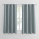 PONY DANCE Eyelet Greyish Blue Curtains - 2 Panels Bedroom Window Curtain Light Filter Vintage Home Decor Solid Draperies Sun Blocking, Energy Saving, Wide 46 inch by Drop 54 inch