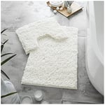 GC GAVENO CAVAILIA Lot de 2 Tapis de Bain de Luxe Super Doux zéro Twist, antidérapants, Extra absorbants, 100% Polyester, pour Salle de Bain et Toilettes, Standard (50 x 80, 50 x 40 cm), crème