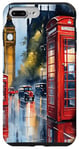 iPhone 7 Plus/8 Plus Wet London Iconic Red Phone Booth Clocktower Art England Case