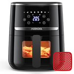 Friteuse Sans Huile 5QT 8 Programmes, 1500W Air Fryer Friteuse Électrique Avec Pot En Silicone Recettes Panneau Tactile LED Fenêtre Visible Pour 3-5 Personnes Acekool [Classe énergétique A+++]