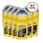 L'Oréal Paris Men Expert 96H Invincible Sport Anti-Perspirant Roll On Deodorant for Men, 50ml Pack of 6, Bulk Buy