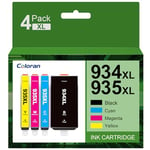 Coloran 934XL 935XL Pack de 4 Cartouches d'encre Compatible pour HP 934 XL 935 XL pour HP Officejet Pro 6230 6830 Officejet 6820 (1 Noir 1 Cyan 1 Magenta 1 Jaune)