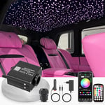 SUNKENET 16W RGBW Ciel Etoile Voiture, 300pcs of (0.75+1.0+1.5mm)*3m LED Ciel De Toit Etoile Voiture Bluetooth//Télécommande, Fibre Optique Lumineuse +Adaptateur+Prise pour Voiture/Maison/Théâtre