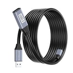 BlueRigger USB 3.0 Extension Cable (10M, Active, 5 Gbps, In-Wall CL3 Rated, Type A Male to Female Adapter Cord, USB-A EXT) - Long USB Repeater Extender for VR, Printer, Hard Drive, Keyboard, Xbox