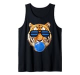 Boys, Men - Blue Gum tiger Stripe Cute Tiger with Sunglasses Tank Top