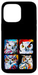 iPhone 14 Pro Max White Owl bird Pop Art Colorful Drawing Painting Case