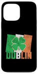 iPhone 13 Pro Max Shamrock Clover On Vintage Irish Flag Dublin Ireland Pride Case