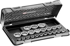 Coffret Douilles 1/2"" 6 Pans Métriques-S.401B-Outillage Complet 22 Pièces-Inclus 22 Douilles,1 Planche De Pictogrammes,1 Coffret Vide Et 1 Plateau Thermoformé-Outils Robustes