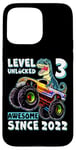 iPhone 15 Pro Max Level 3 Unlocked T Rex Monster Truck Dinosaur 3rd Birthday Case