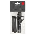 Lamoda Essentials Kit de coiffure avec des ciseaux, peigne et Hair-grips, Noir/argent