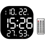 Tlily - Grande Horloge Murale NuméRique led TéLéCommande TempéRature Date Semaine Affichage Luminosité RéGlable RéVeils de Table Horloge Blanche