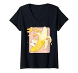 Womens Kawaii Banana Milk Shake Retro 90s Japanese Anime Aesthetic V-Neck T-Shirt