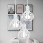 3PCS Lustre Suspension Vintage Rétro Cage Forme Badminton en Métal et Bois E27 25cm Plafonnier Luminaire Noir