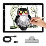 Tablette lumineuse A4 – Tableau lumineux pour peinture diamant, 3 niveaux de luminosité réglable, câble d'alimentation USB de type C pour peinture diamant, désherbage, vinyle, dessin