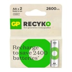 GP 2600 ReCyko uppladdningsbart AA | HR06 Ni-Mh batteri 2-pack