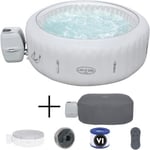 Spa gonflable avec Lumières LED BESTWAY- Lay-Z-Spa Paris - 196 x 66 cm - 4/6 places - Rond + Couverture thermique pour spas