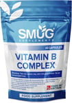 SMUG Supplements Vitamin B Complex Capsules - 60 High Strength Pills 