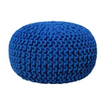 Pouf Rond en Coton Bleu Foncé à Billes de Polystyrène Coussin d'Intérieur Conrad