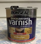 Ronseal Quick Drying Varnish Medium Oak GLOSS - 250ml LOW ODOUR