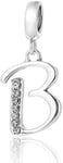 GLYIG Bijoux Accessoires Pendentif lettre B en argent sterling S925 avec diamants éparpillés pour bracelet Pandora