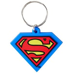 Pyramid International Superman-Shield Rubber Keychain, Metal, Blue, Red and Yellow, 4 x 6 x 1.3 cm