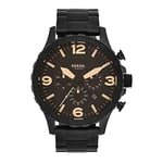 FOSSIL Nate Montre Pour Homme, Mouvement Chronographe à Quartz, Bracelet en Acier Inoxydable ou en Cuir, Noir Et Marron, 50mm