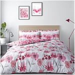 Super Dreamer 4 Piece Complete Duvet Cover Set, Polycotton Fabric Flower Bedding Sets King Size, Comforter Quilt Cover, Red, 714835