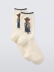 Ralph Lauren West Bear Ankle Socks, Ivory/Multi