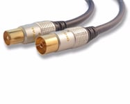 Premium Gold 1m M-F TV Aerial Lead RF Coaxial Aerial Antenna Cable